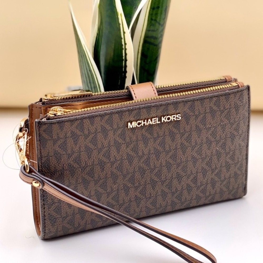 Michael Kors DoubleZip Wallet Wristlet Brown
